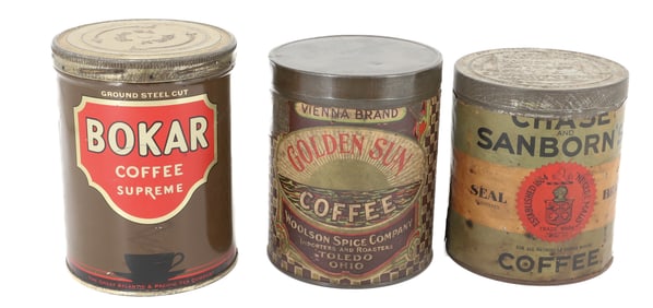(3) VINTAGE COFFEE TINS