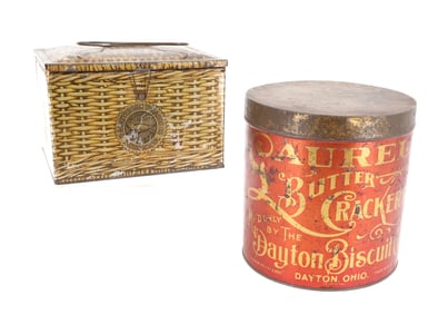 TOBACCO AND CRACKER TINS