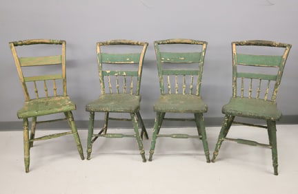 SET OF (4) PAINTED WOODEN CHAIRS