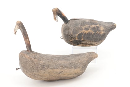 (2) FOLK ART COOT DECOYS, DUCK