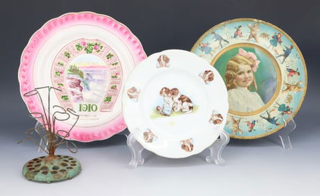 TIN ADVERTISING PLATE, CALENDAR PLATE, MORE