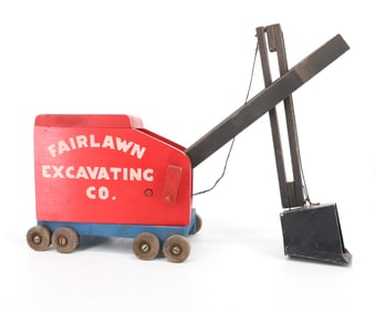 PAINTED WOOD AND METAL TOY DIGGER