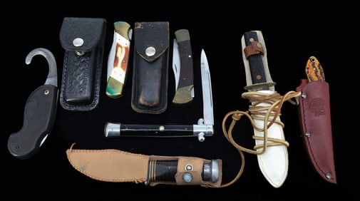 LOT OF VINTAGE HUNTING KNIVES