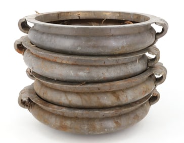 LOT OF (4) BRASS FLOWER POTS