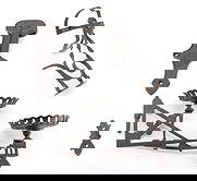 LOT OF CAST IRON: INCLUDING; WALL MOUNTED KEROSENE LIGHT HOLDER, WROUGHT IRON KEROSENE LIGHT HOLDER, AND 19TH CENTURY TROLLEY DOOR BRACKET (R. ELLWOOD) PATENT 1876, ILLINOIS PLEASE READ CAREFULLY - SINCE THIS IS A COIN