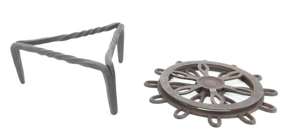 (2) ANTIQUE IRON TRIVETS