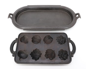 (2) CAST IRON PANS