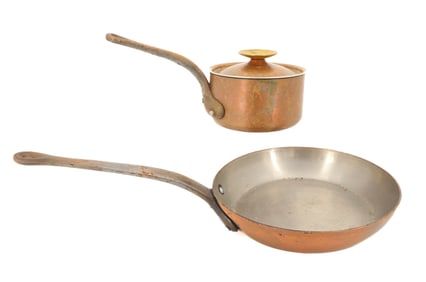 COPPER PAN AND POT W/LID