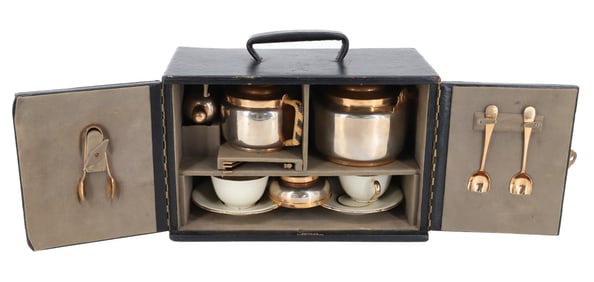 TRAVEL TEA SET FOR TWO, CHRISTOPHER DRESSER