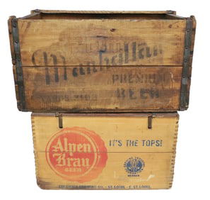 (2) ADVERTISING WOODEN BEER CRATES