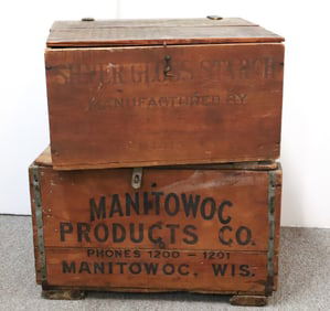 (2) WOODEN ADVERTISING CRATES