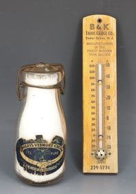 ADVERTISING THERMOMETER AND MILK BOTTLE