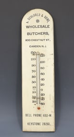 WOODEN ADVERTISING THERMOMETER