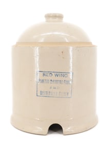 RED WING STONEWARE CHICKEN FOUNTAIN/FEEDER