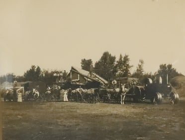ANTIQUE FRAMED PHOTOGRAPH, FARM SCENE