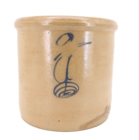 TWO-GALLON BLUE DECORATED CROCK