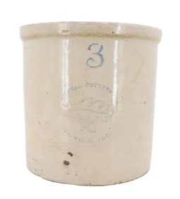 THREE-GALLON BLUE DECORATED CROCK