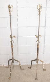 PAIR OF WROUGHT IRON LAMP BASES