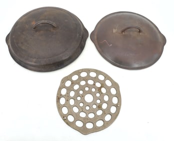 (2) CAST IRON LIDS AND INSERT