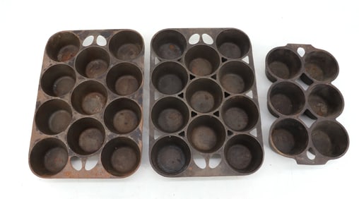 (3) CAST IRON GRISWOLD MUFFIN PANS