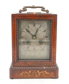 FRENCH INLAID MANTEL / CARRIAGE CLOCK
