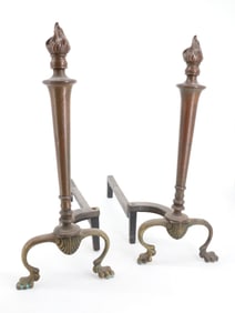 PAIR OF BRASS ANDIRONS