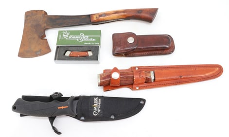 LOT OF KNIVES AND HATCHET