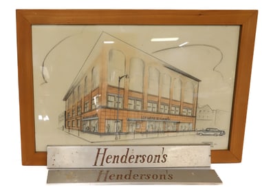 DRAWING "HENDERSON'S" DEPARTMENT STORE AND SIGNS
