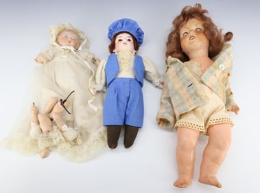 (3) ANTIQUE BISQUE DOLLS