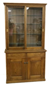 ONE-PIECE OAK DISPLAY CABINET