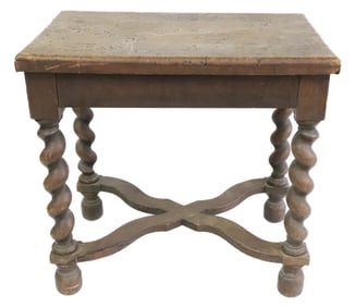 EARLY BARLEY TWIST WOODEN SIDE TABLE / STOOL