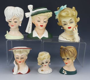 LOT OF LADY HEAD VASES