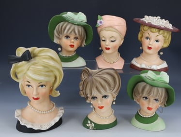 LOT OF LADY HEAD VASES