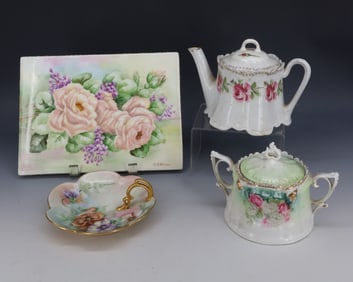 LOT OF PAINTED PORCELAIN