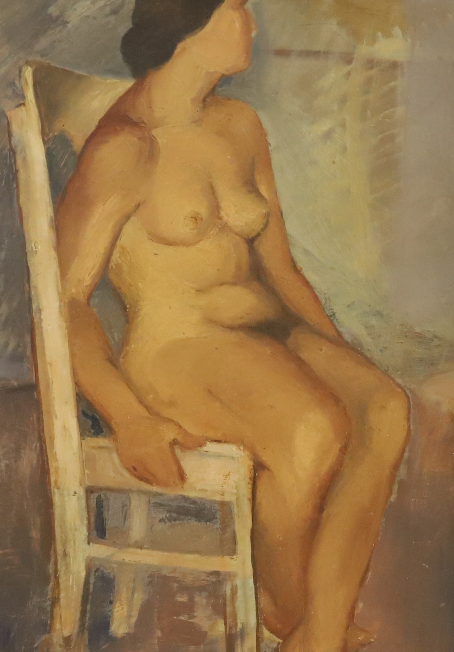 LILLIAN LEVIT, OIL ON PANEL: "SEATED NUDE" CA. 1930S. 29 3/4" X 23 3/4". UNSIGNED ON FRONT. PLEASE READ CAREFULLY - Terms for Purchasing and Shipping of Auction Items. Please read carefully before bidding. Hartzell’s Auction Ga