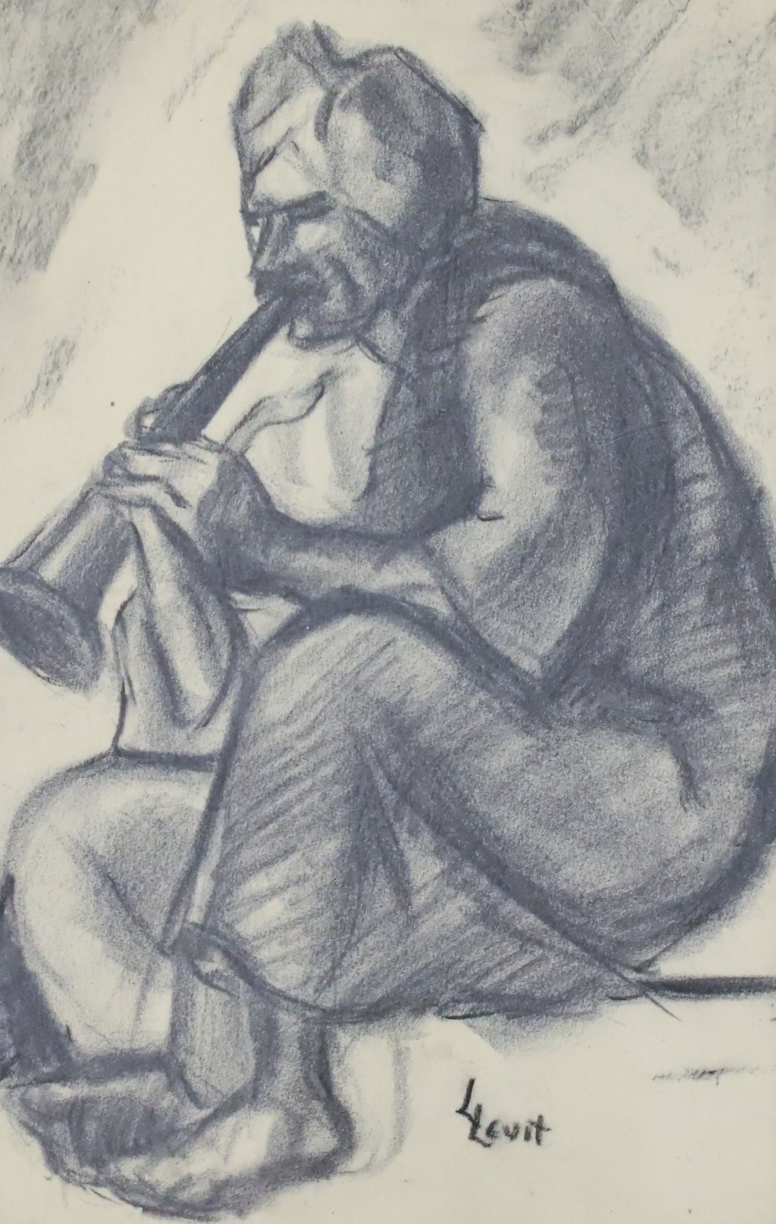 LILLIAN LEVIT, CHARCOAL DRAWING: "THE BEGGAR" ORIGINAL DRAWING. SGND. BOTTOM RIGHT. 13" X 9". PLEASE READ CAREFULLY - Terms for Purchasing and Shipping of Auction Items. Please read carefully before bidding. Hartzell’s Auction Gall