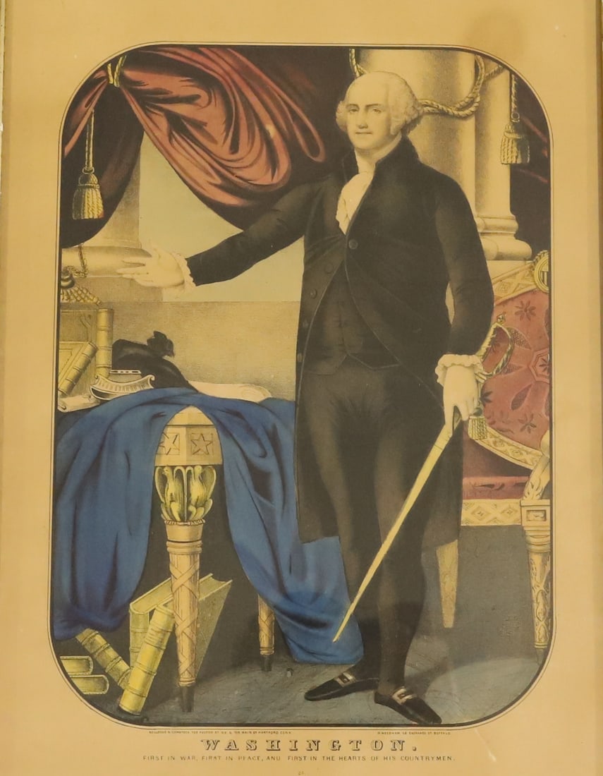 FRAMED PRINT OF GEORGE WASHINGTON (1 of 6)