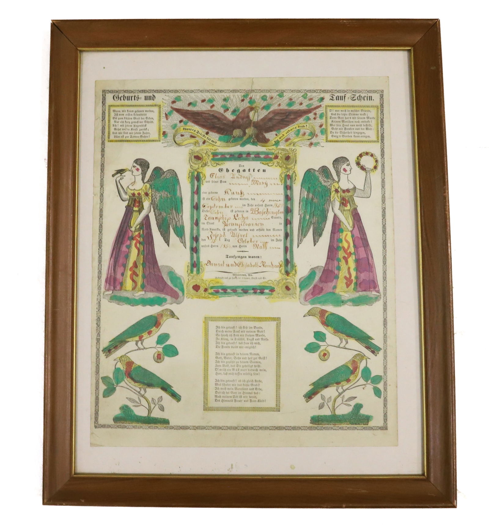 19TH C. PENNSYLVANIA TAUFSCHEIN (1 of 6)