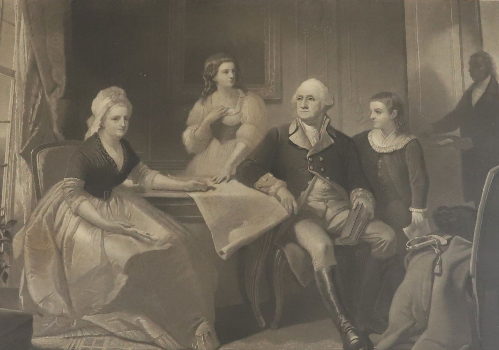 19TH C. ENGRAVING "WASHINGTON AND HIS FAMILY" (1 of 8)