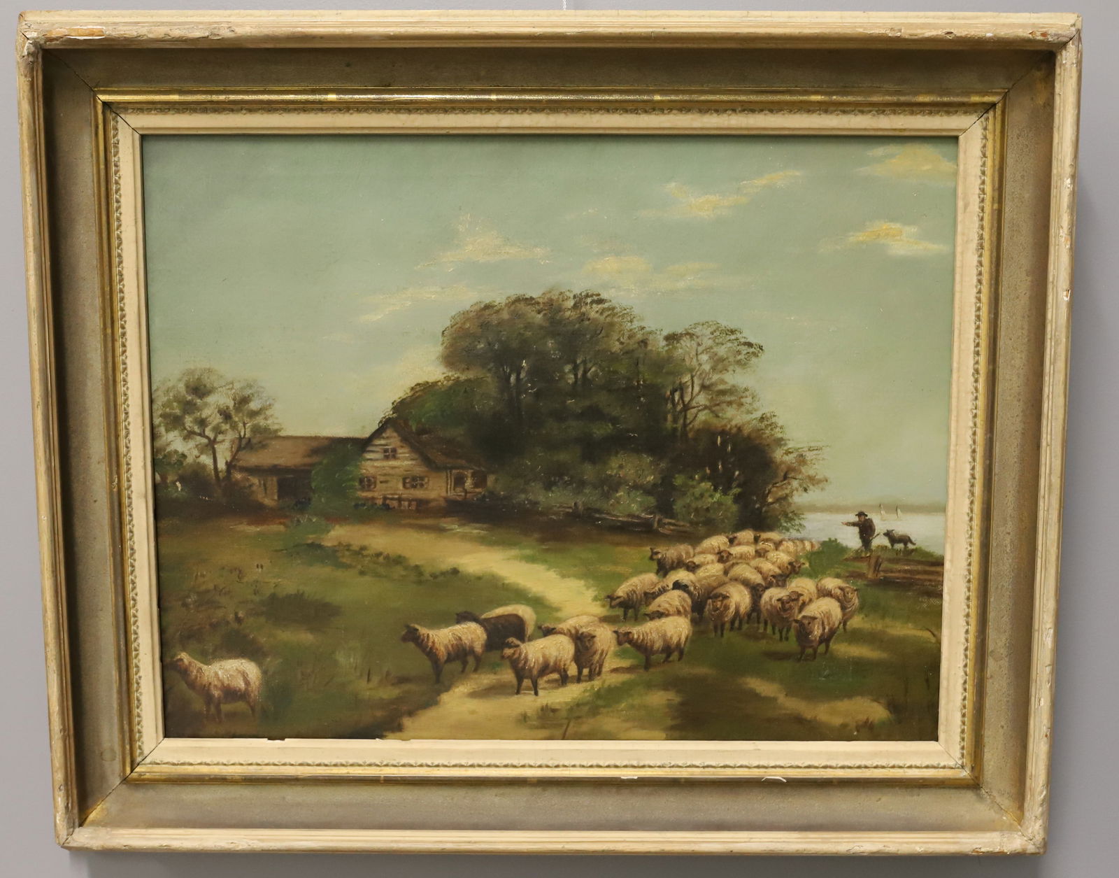 FRAMED OIL ON CANVAS, SHEEP HERDER (1 of 8)