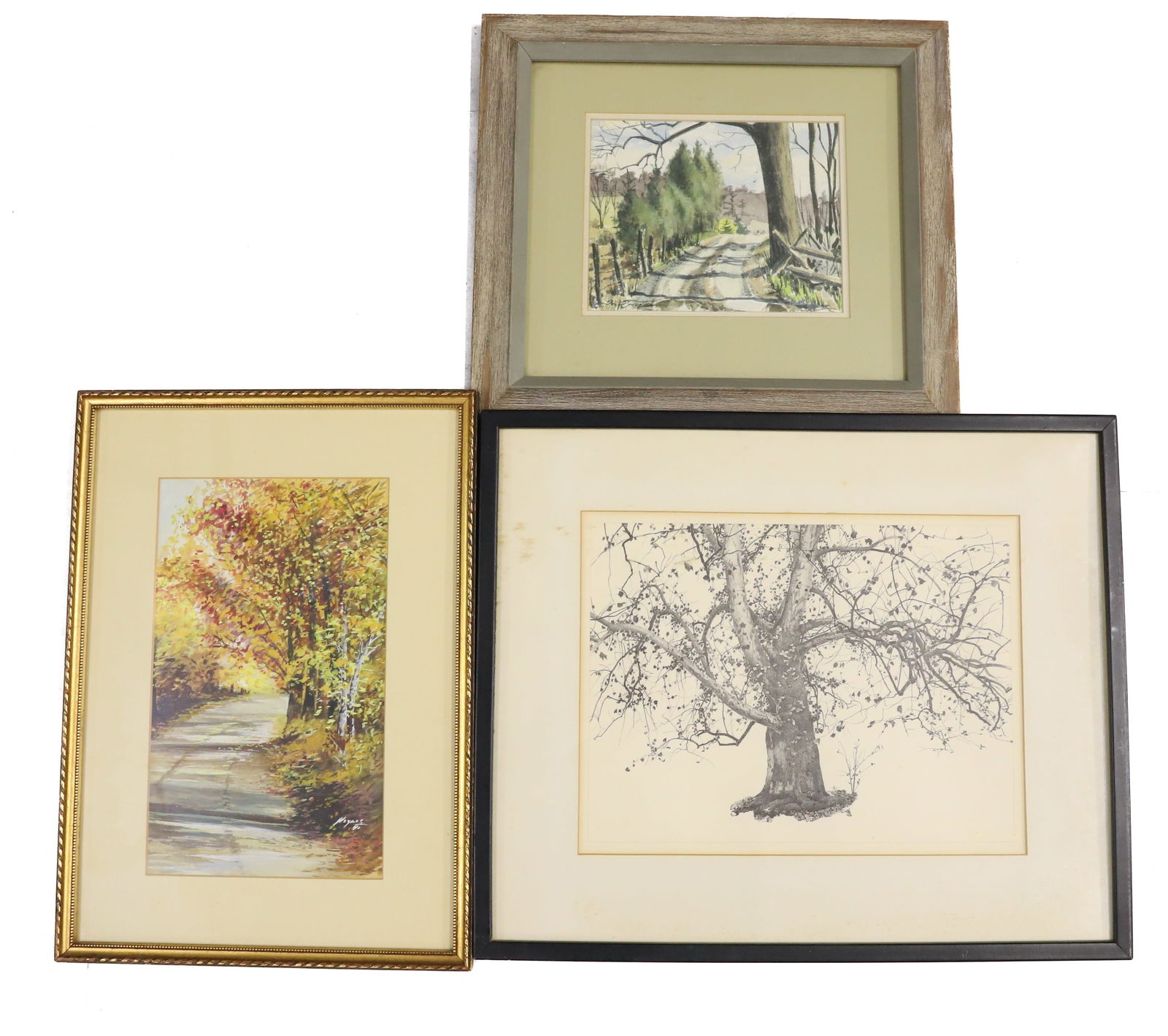 (2) WATERCOLOR PAINTINGS AND PRINT (1 of 7)