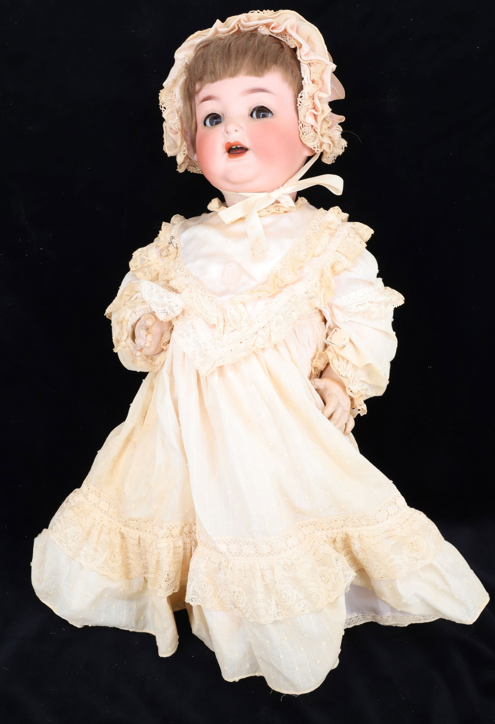 HEUBACH PORCELAIN BISQUE HEAD DOLL,COMPOSITION JOINTED BODY, FULLY DRESSED 24"L (1 of 11)