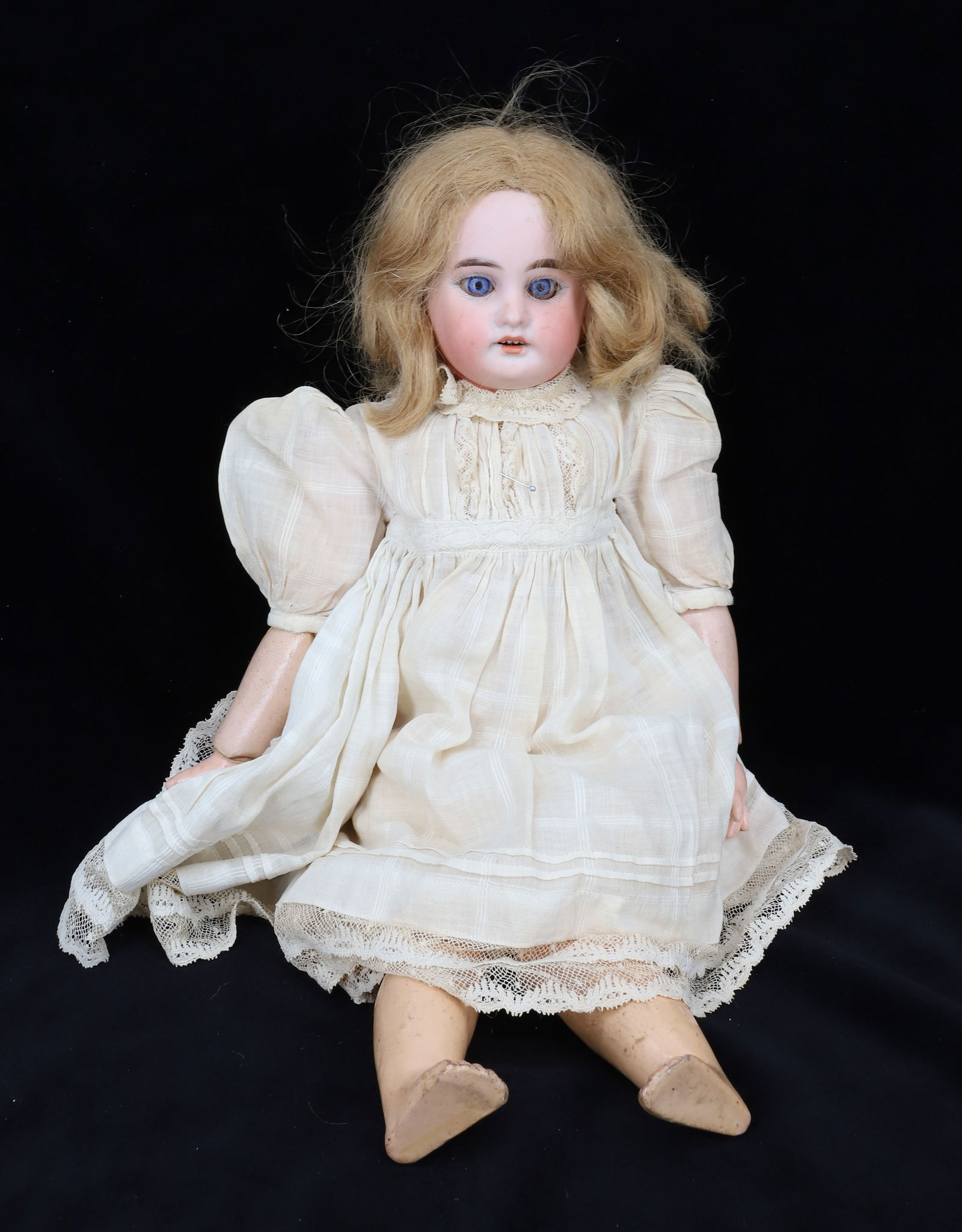 FRENCH PORCELAIN BISQUE HEAD DOLL (1 of 8)