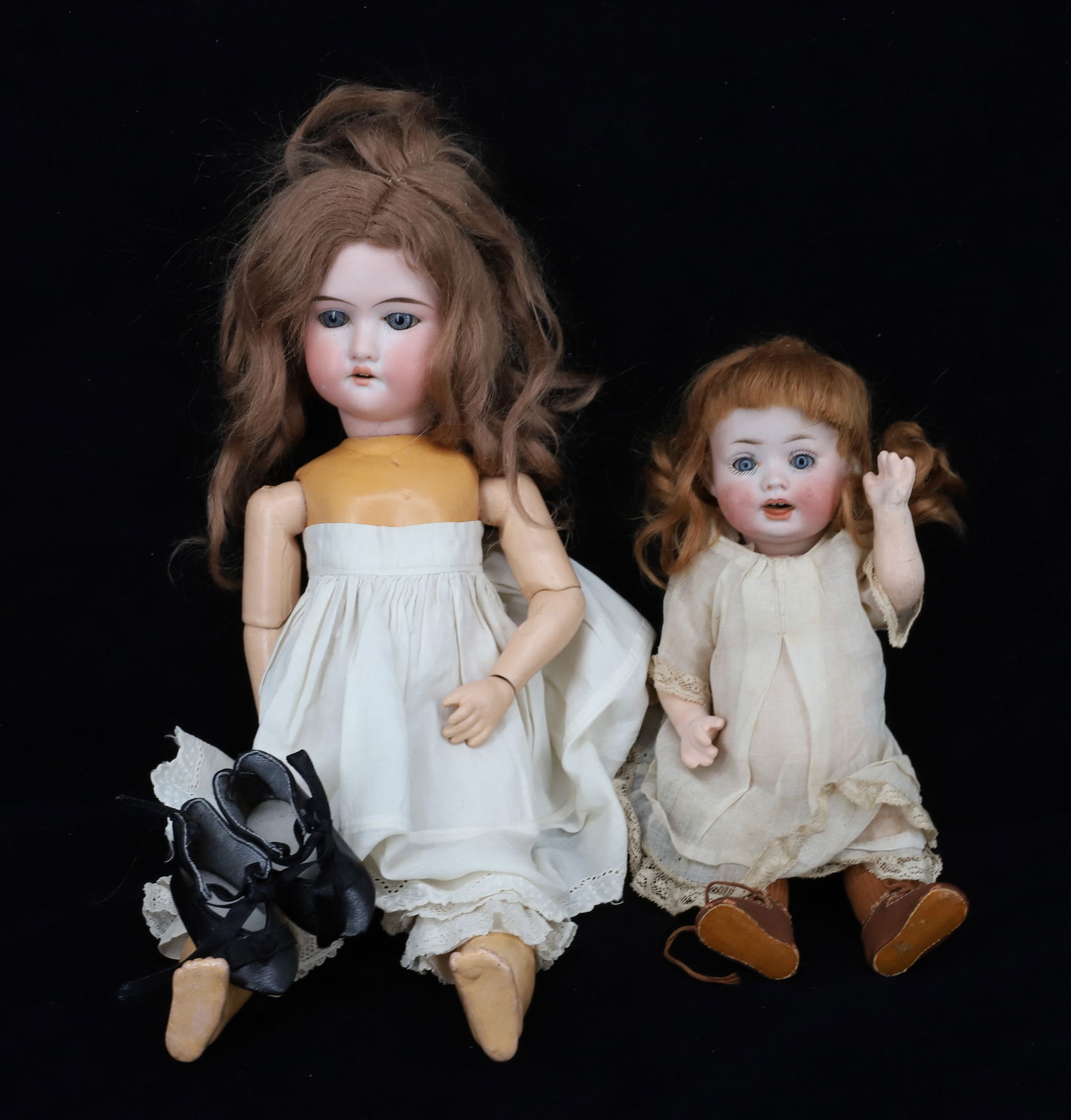 (2) PORCELAIN BISQUE HEAD DOLLS (1 of 8)