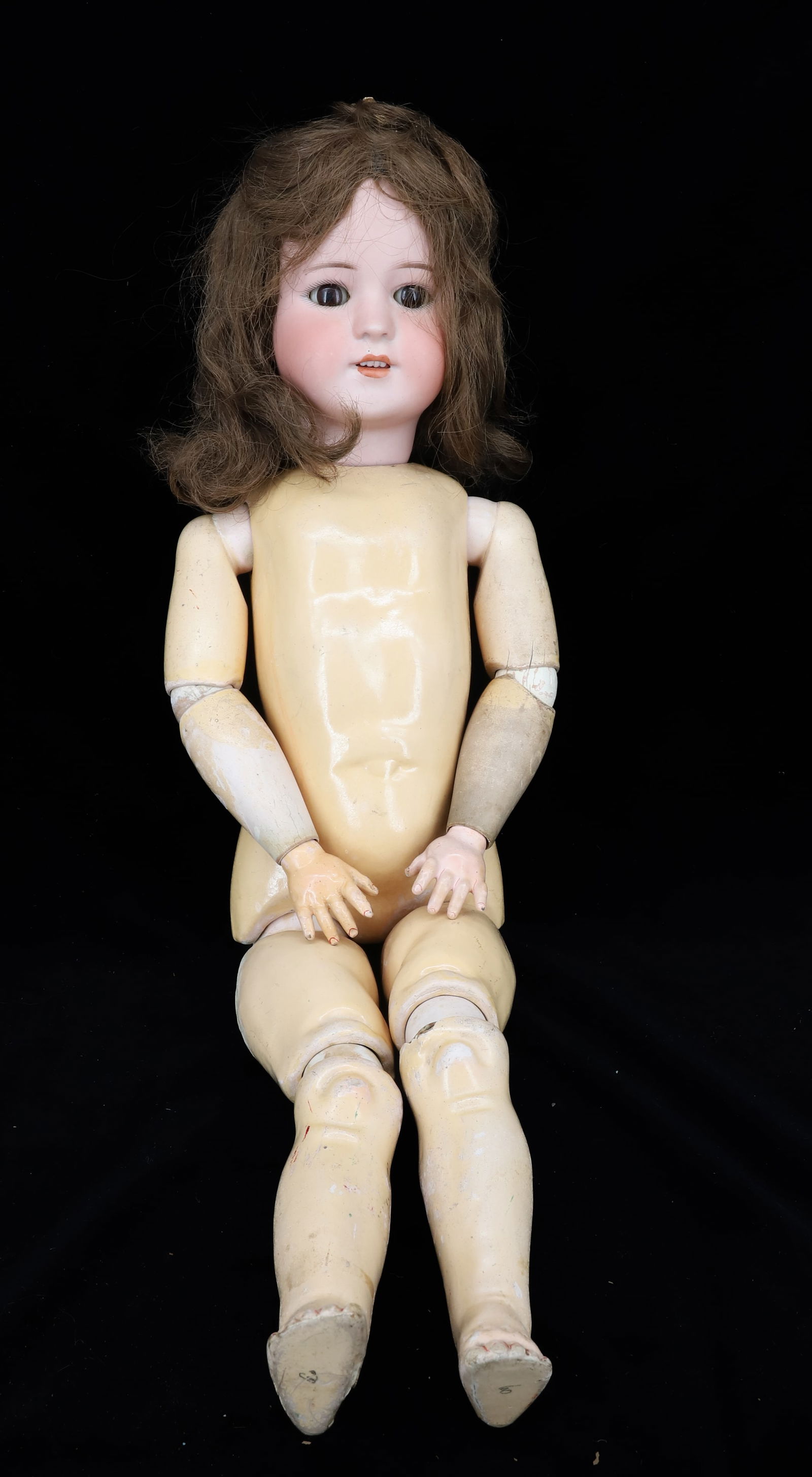 SIMON & HALBIG PORCELAIN HEAD DOLL: MARKED #550 S & H GERMANY, OPEN MOUTH , COMPOSITION JOINTED BODY 24" PLEASE READ CAREFULLY - Terms for Purchasing and Shipping of Auction Items. Please read carefully before bidding.