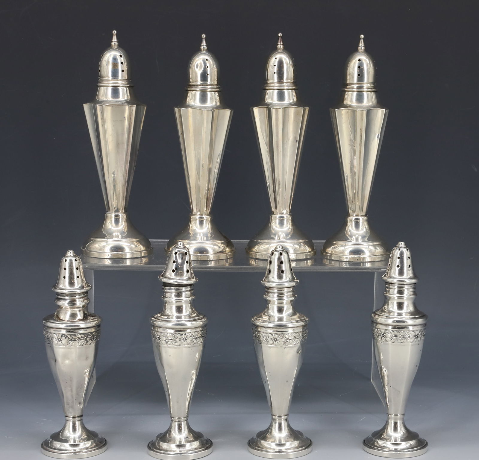 (8) STERLING SILVER WEIGHTED BASE SALT/PEPPER SHAKERS (1 of 3)