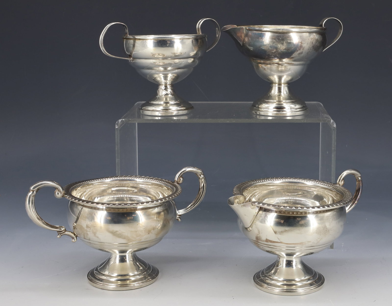 (4) STERLING SILVER WEIGHTED BASE CREAMERS,SUGARS (1 of 3)