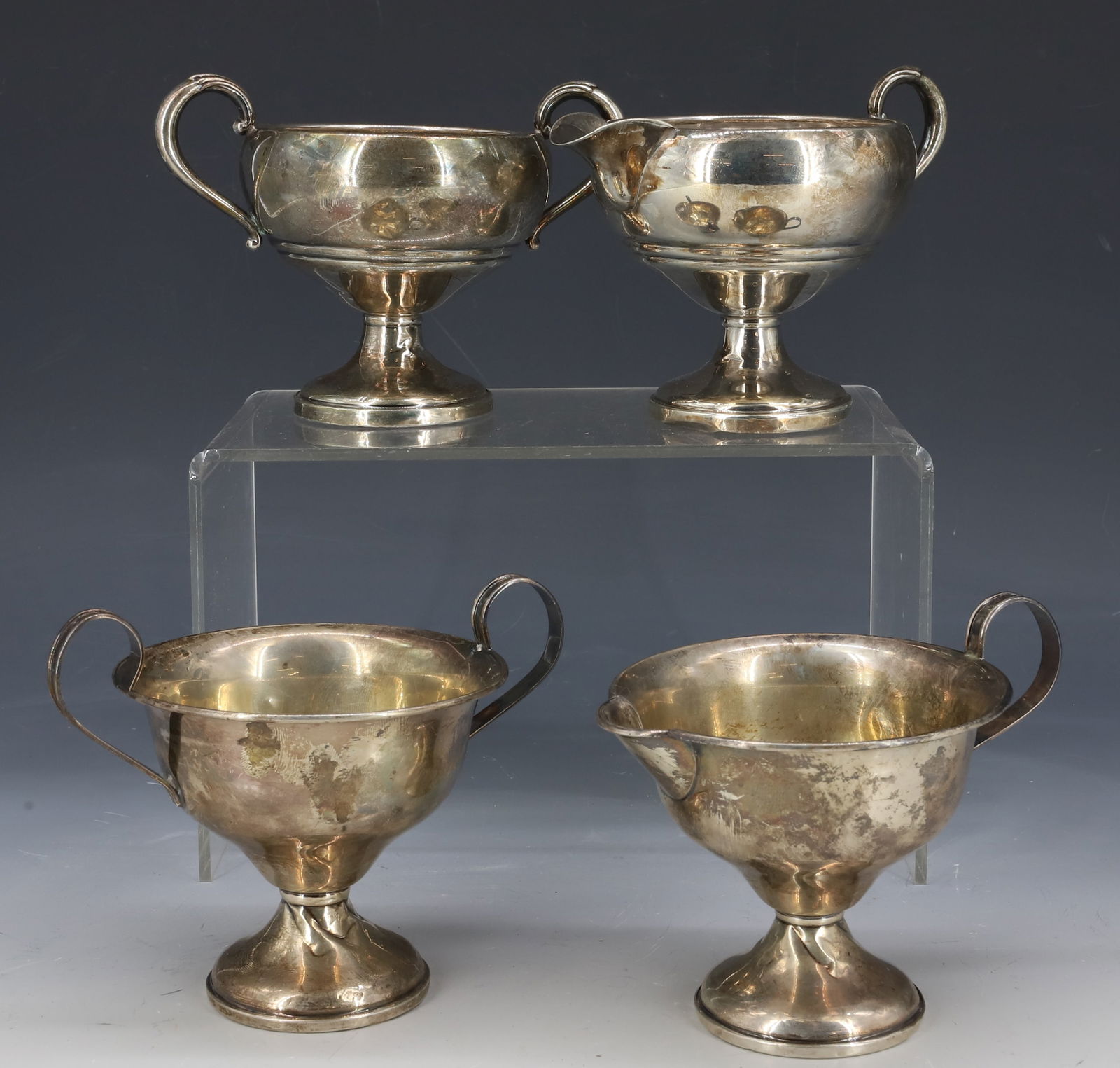 (4) STERLING SILVER WEIGHTED BASE CREAMERS,SUGARS (1 of 3)