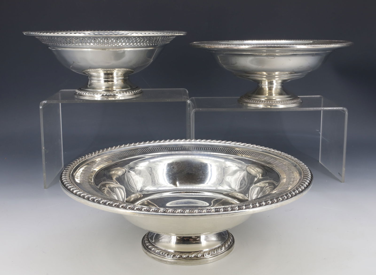 (3) LARGE STERLING SILVER WEIGHTED BASE COMPOTES (1 of 5)