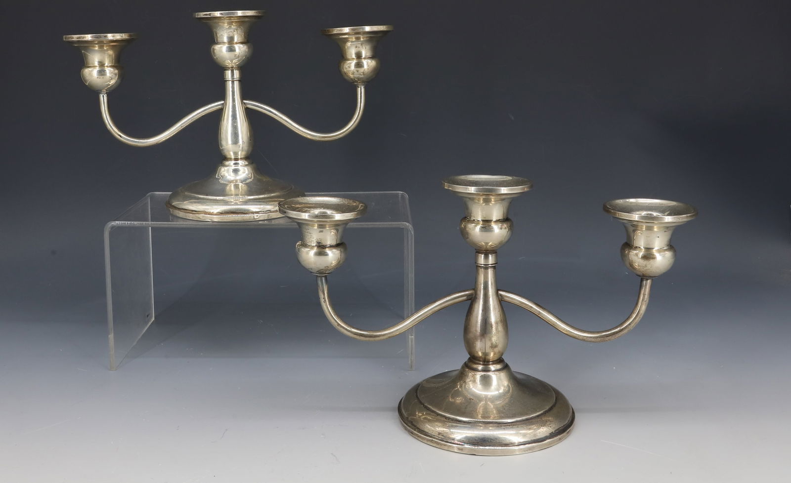 (2) STERLING SILVER WEIGHTED CANDELABRA (1 of 2)